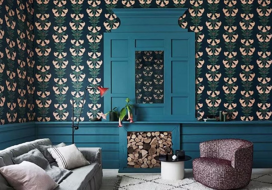 accents Bleu Paon Au Salon