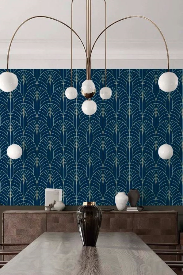 papier Peint Bleu Paon