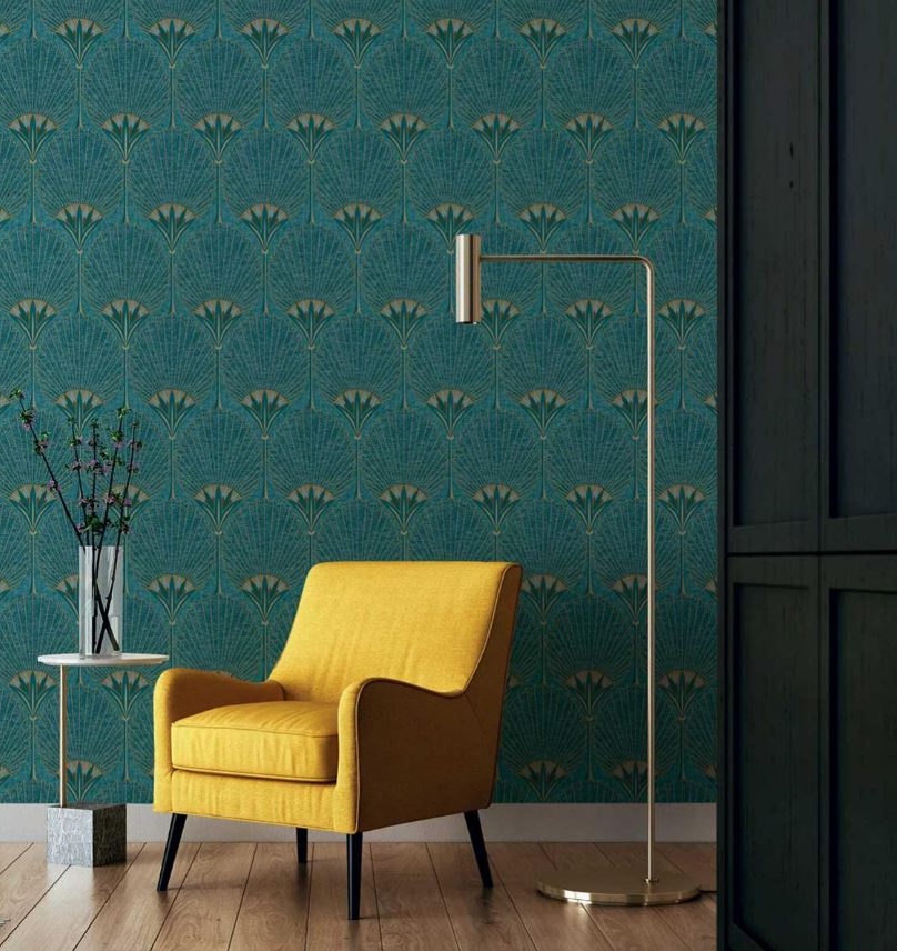 papier Peint Bleu Paon