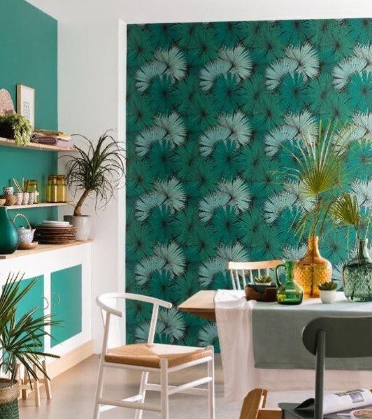 salle à Manger Papier Peint Vert émeraude