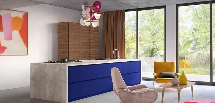 cuisine Bleue Electrique Et Bois