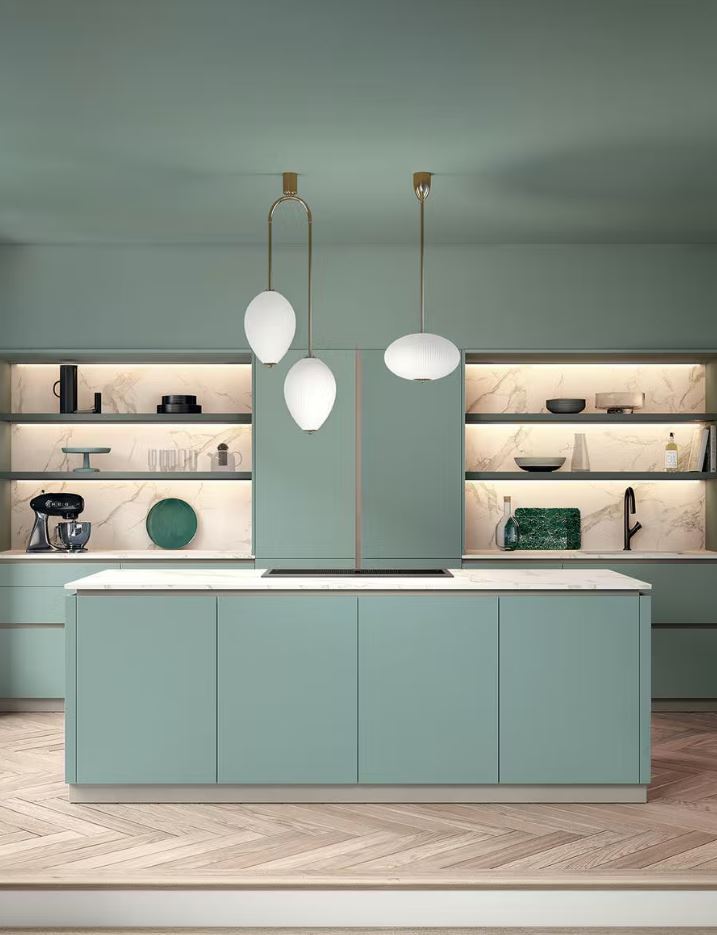 cuisine Vert Céladon Et Beige