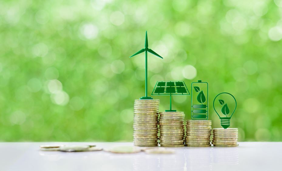 Illustration Symboles De Différentes énergies Renouvelables Sur Des Pièces De Monnaies