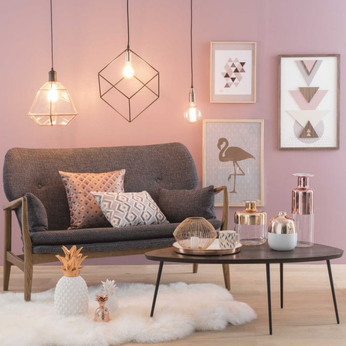 Rose Poudre Geometrique Salon
