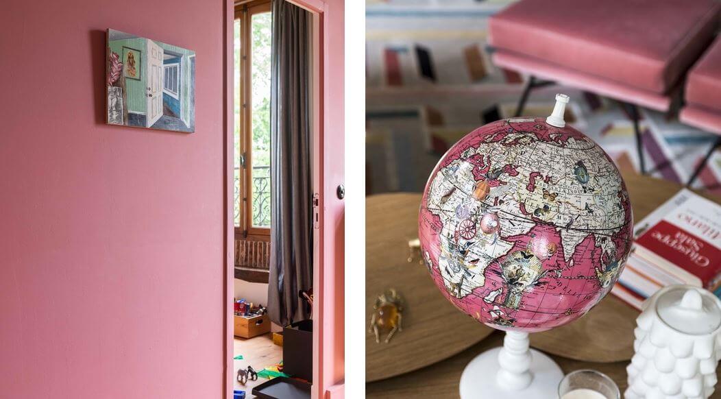 Rose Poudre Globe Et Papier Peint